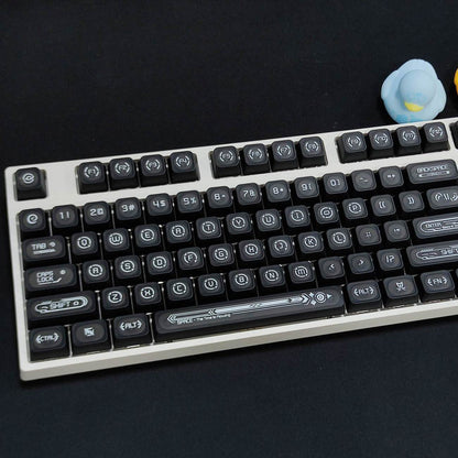 YMDK 136 Keys Cat's Eye Stone White and Purple Double Spelling Keycaps Translucent Cherry Profile for 61/68/87/98/104/108 MX Mechanical Keyboard