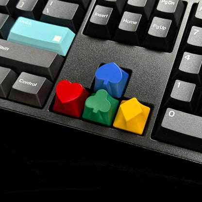 YMDK 4pcs Poker Suit Metal Keycaps, Matte Gold Electroplated Spade Heart Club Diamond Direction Arrow Key Keycaps for MX Mechanical Keyboards