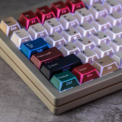 YMDK Side Shine-Through Folding Shadow Keycaps, Cherry Profile Side Water Chestnut Dye Sub PBT Mixed Light Custom Keycap Set, 129 Keys for 68/75/87/98/104/108 MX Mechanical Keyboard