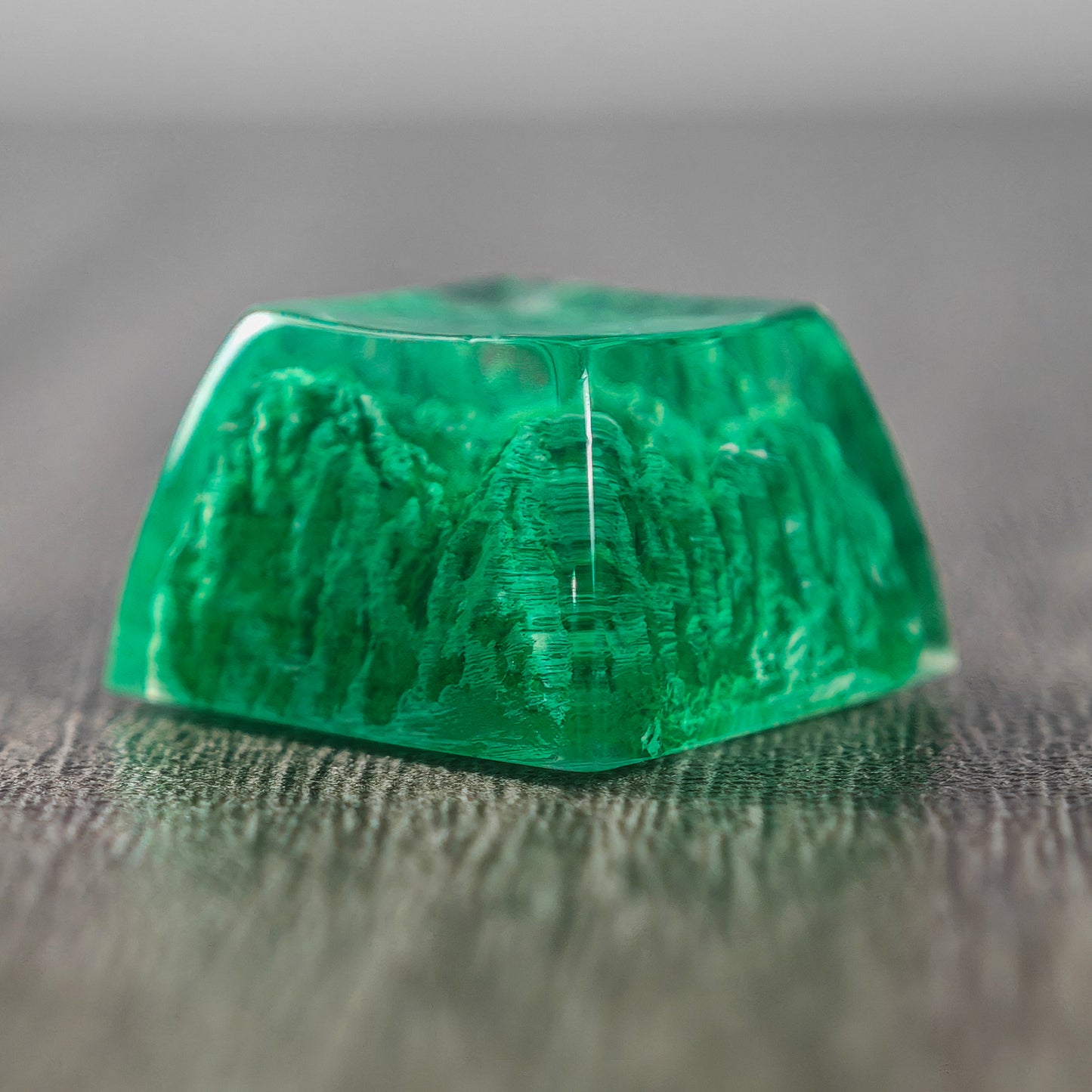 YMDK Novelty Artisan Keycap Resin Spring Scenery Gold Green Mountain Shine Through Similar SA Profile Keycaps For Cherry MX Mechanical Gaming Keyboard