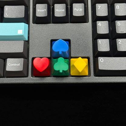 YMDK 4pcs Poker Suit Metal Keycaps, Matte Gold Electroplated Spade Heart Club Diamond Direction Arrow Key Keycaps for MX Mechanical Keyboards