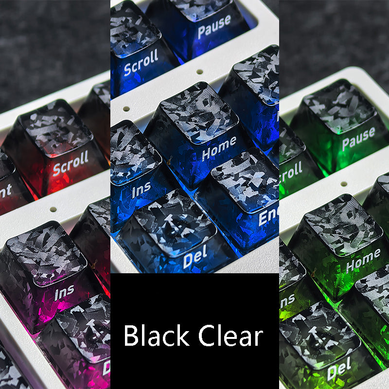 YMDK Carbon Fiber Texture 119 Key Side Printed Shine Through Keycaps for 61/64/68/84/87/96/108-Key MX Mechanical Keyboards