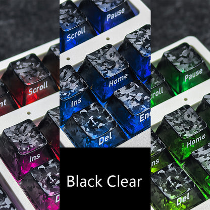 YMDK Carbon Fiber Texture 119 Key Side Printed Shine Through Keycaps for 61/64/68/84/87/96/108-Key MX Mechanical Keyboards