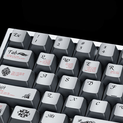 YMDK 126 keys Key of Time Theme Cherry Profile Metal Texture Keycaps Five-sided Dye Sub UV Print Keycap for 61/68/75/87/96/100/104/108 MX Mechanical Keyboard