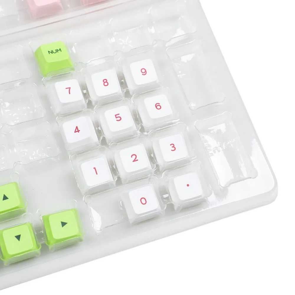 YMDK Dye Sub PBT Top Print 61 64 73 Keys Light Black Gray Red Pink White Similar To XDA Profile Keycap Set For GK73 GK73S