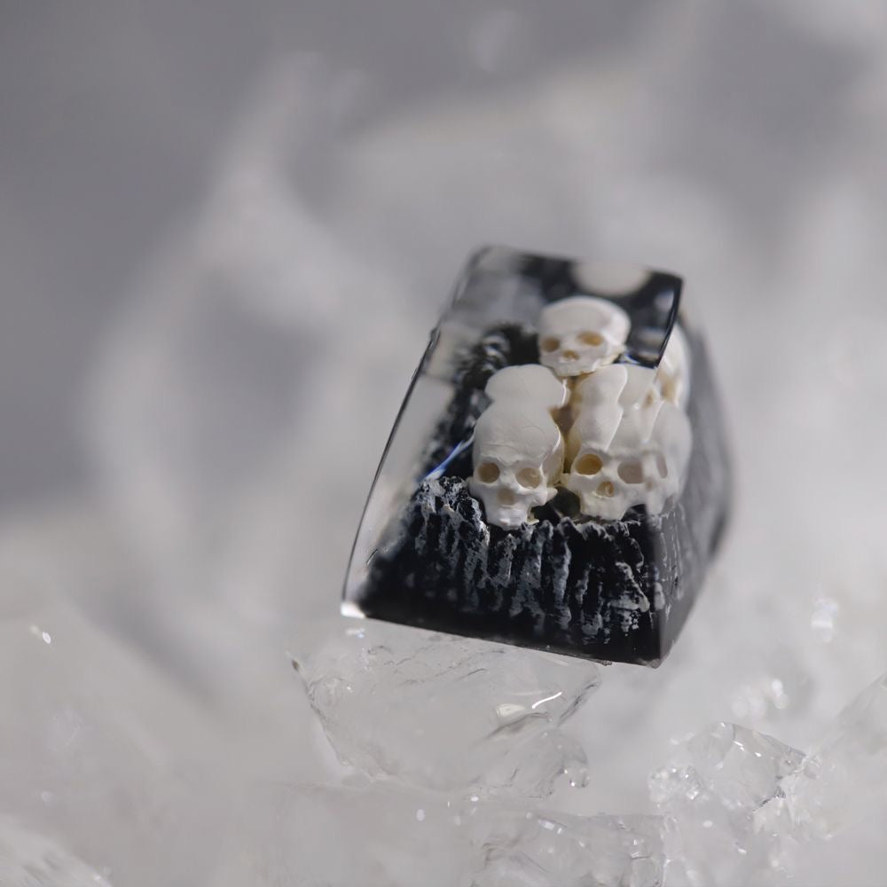 YMDK Snow Mountain Green Mountain Skull Resin Handmade SA Personalized Keycaps Shine Through Cool Keycap for MX Switch Keyboards