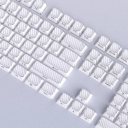 YMDK Demon Wave Blue, White, Pink, Purple Keycaps OEM Side-Printed 136 Key PC Shine Through for 61/64/68/84/87/96/108 Mechanical Keyboards