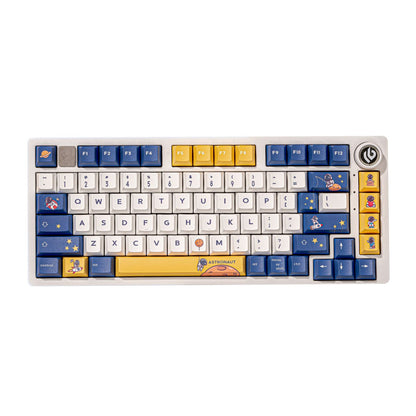 YMDK 130 Keys Astronaut Theme Keycaps PBT Cherry Profile 5 Sides Dye Sublimation Top Print Key cap Cute Custom Keycap for 61/64/68/84/87/96/104/108 MX Mechanical Keyboard