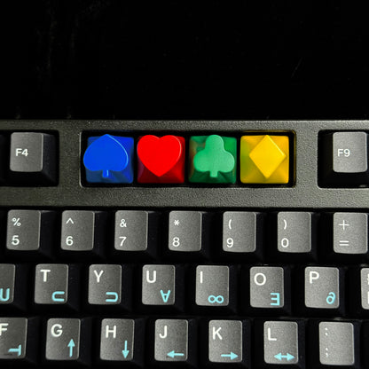YMDK 4pcs Poker Suit Metal Keycaps, Matte Gold Electroplated Spade Heart Club Diamond Direction Arrow Key Keycaps for MX Mechanical Keyboards