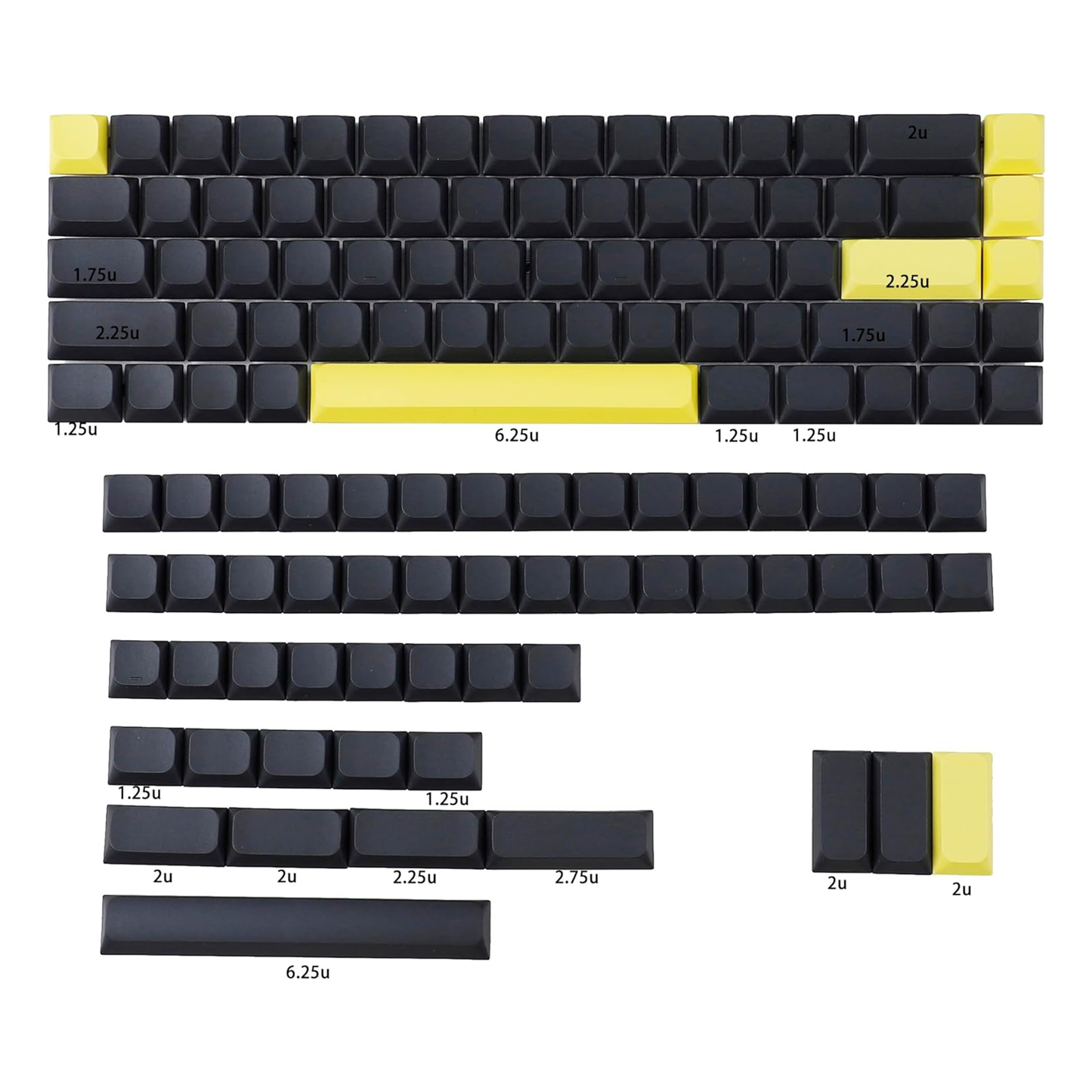 YMDK Ultra-Slim Style Blank Mx Low Profile Dye Sub PBT Keycaps for Mx 61 64 68 75 84 87 96 108 Layout Mechanical Keyboard