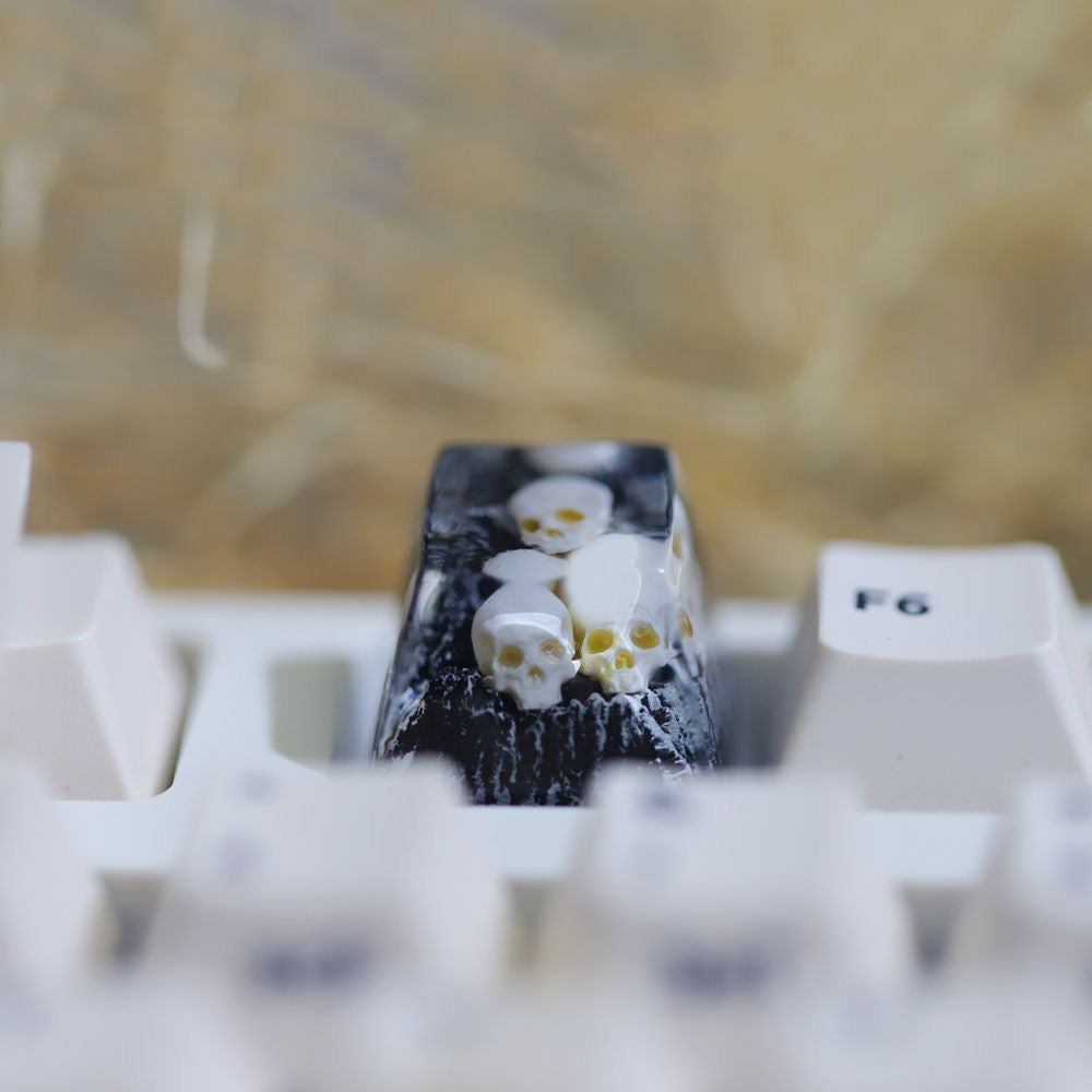 YMDK Snow Mountain Green Mountain Skull Resin Handmade SA Personalized Keycaps Shine Through Cool Keycap for MX Switch Keyboards
