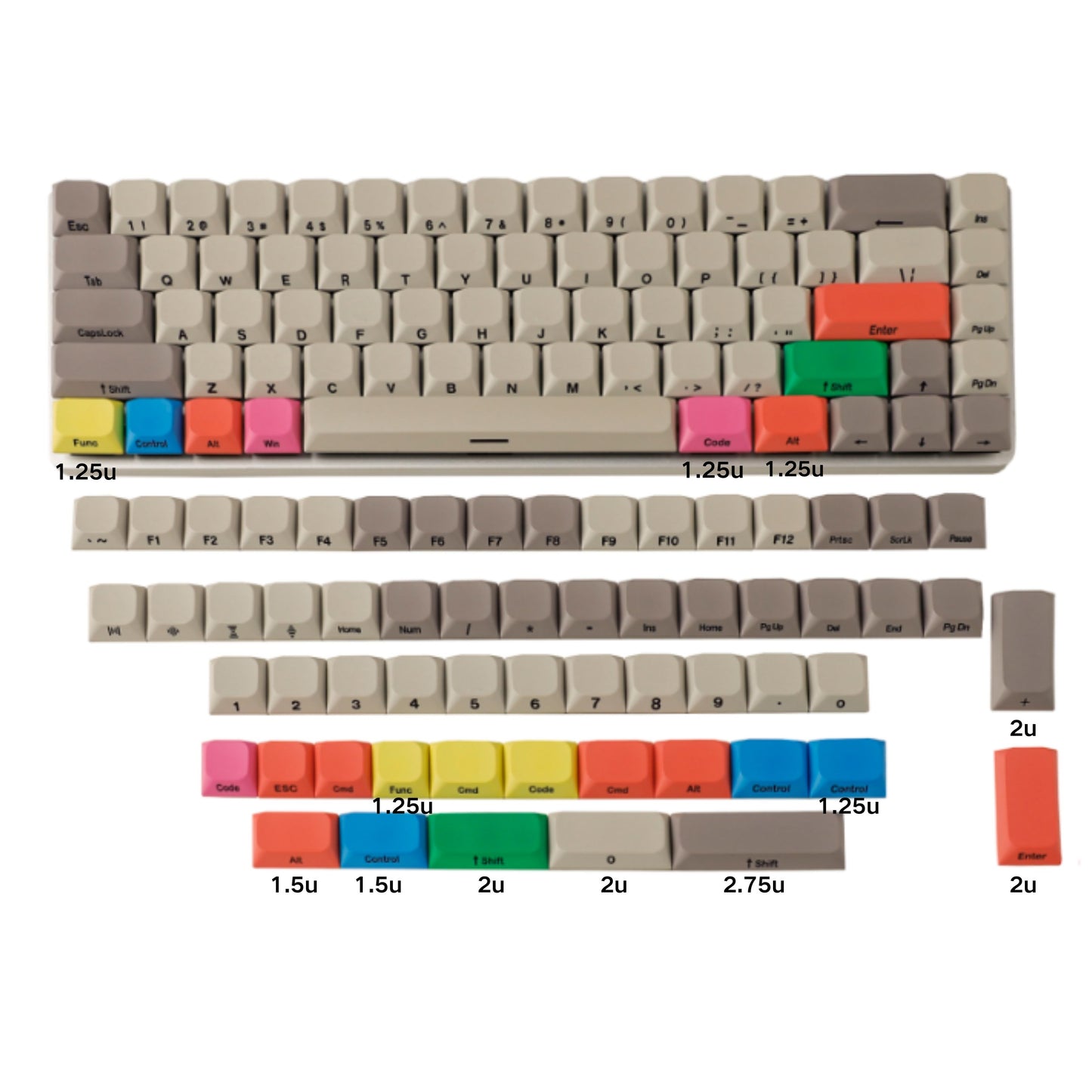 YMDK Ultra-slim Low profile keycap Side Print MX Series PBT Keycap for 61/64/75/87/96 ultra-slim keyboard