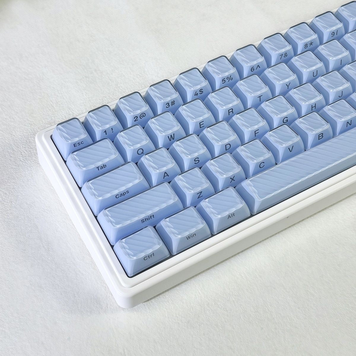 YMDK Demon Wave Blue, White, Pink, Purple Keycaps OEM Side-Printed 136 Key PC Shine Through for 61/64/68/84/87/96/108 Mechanical Keyboards