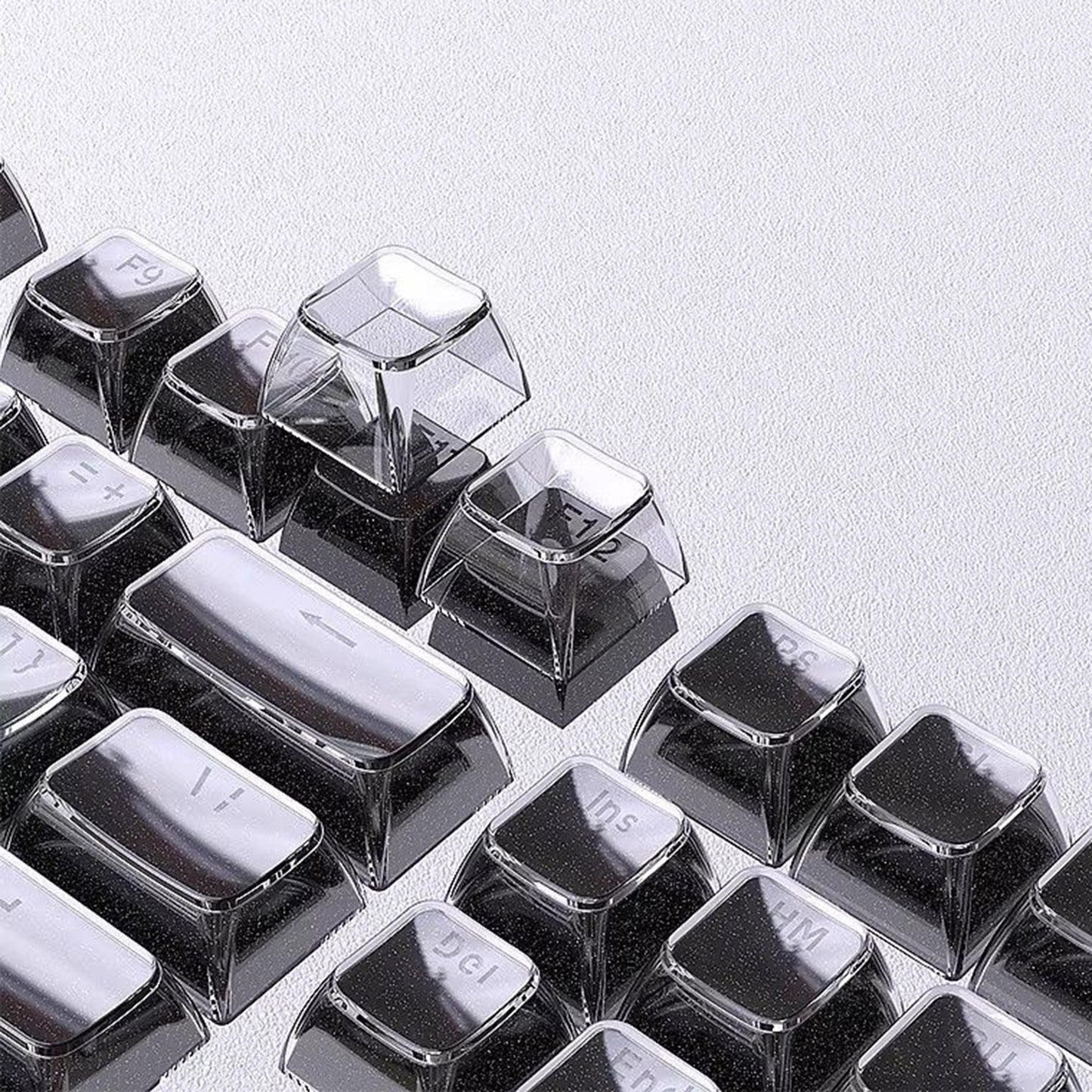 YMDK 136 Keys Jelly Black Double-shot PC Material OEM Profile Top Side Print Keycaps for 61/68/84/104/108 MX Mechanical Keyboard