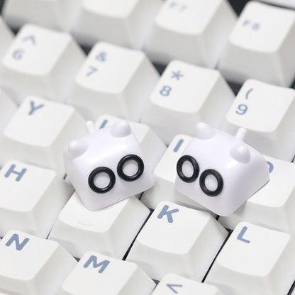 YMDK 1 pcs Cat Cute Black White Gray Purple Cartoon Resin Personalized Custom Keycaps for MX Gaming Mechanical keyboard