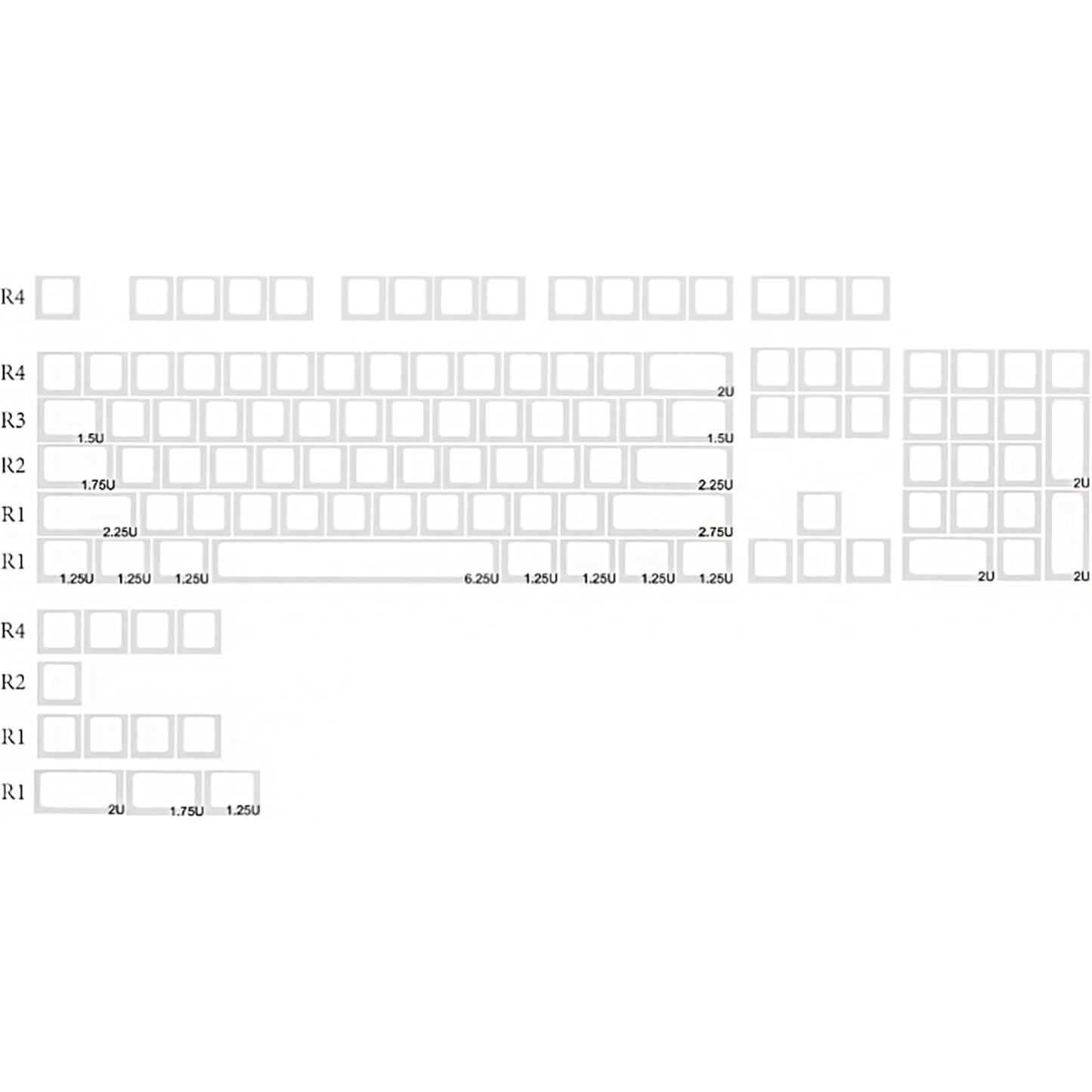 YMDK Ultra-Slim Style Blank Mx Low Profile Dye Sub PBT Keycaps for Mx 61 64 68 75 84 87 96 108 Layout Mechanical Keyboard