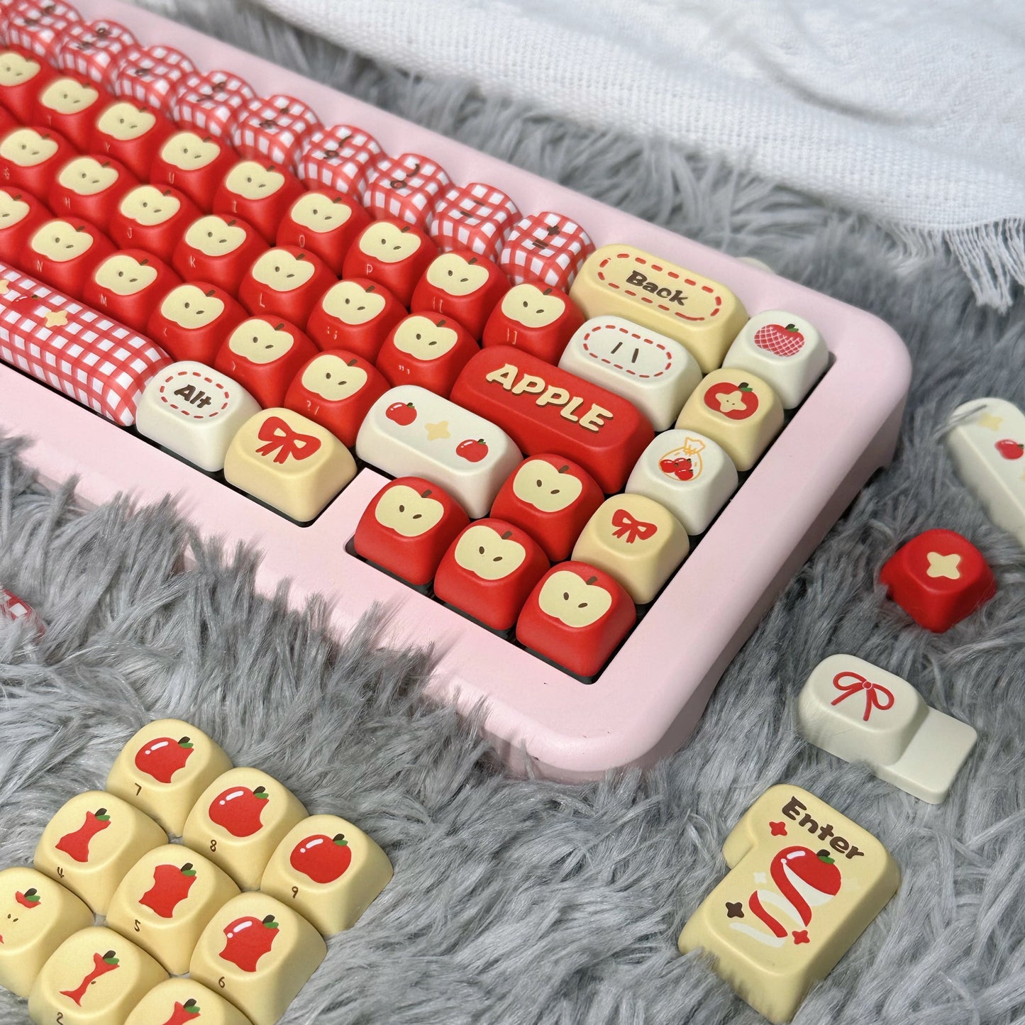 YMDK Red Apple 143 Keys MOA Profile PBT Dye-Sub Keycaps for 61/68/84/104/108 Mechanical Keyboard