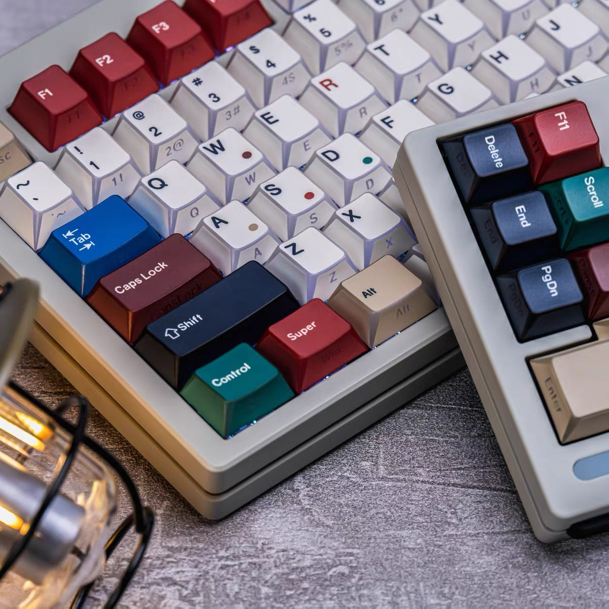 YMDK Side Shine-Through Folding Shadow Keycaps, Cherry Profile Side Water Chestnut Dye Sub PBT Mixed Light Custom Keycap Set, 129 Keys for 68/75/87/98/104/108 MX Mechanical Keyboard