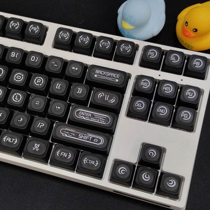 YMDK 136 Keys Cat's Eye Stone White and Purple Double Spelling Keycaps Translucent Cherry Profile for 61/68/87/98/104/108 MX Mechanical Keyboard