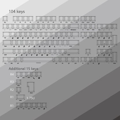 YMDK Carbon Fiber Texture 119 Key Side Printed Shine Through Keycaps for 61/64/68/84/87/96/108-Key MX Mechanical Keyboards