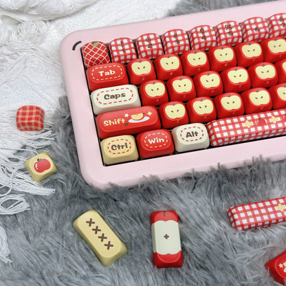 YMDK Red Apple 143 Keys MOA Profile PBT Dye-Sub Keycaps for 61/68/84/104/108 Mechanical Keyboard