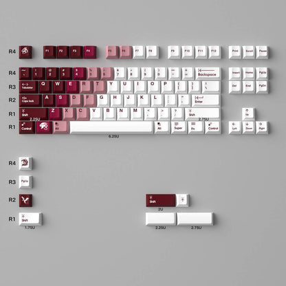 YMDK Hawaii Snow Mountain Full Set Keycaps 208 Keys PBT Dye Sub+PC Pad Printing Keycap Transparent Key Caps Cherry Profile for MX Mechanical Keyboard