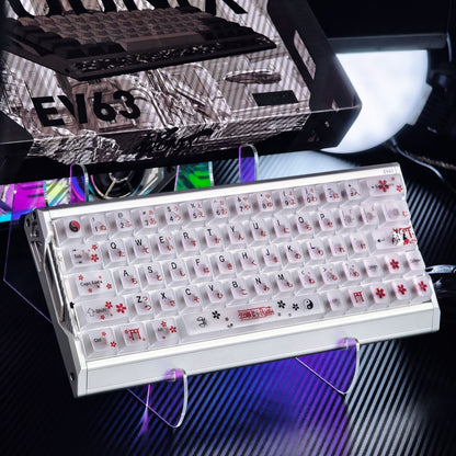 YMDK Red Miko Outfit Theme PC Frosted Translucent Cherry Profile Keycaps, Custom Keycap Set for 60/63/64/65/68/75/87/EZ63 MX Mechanical Keyboards