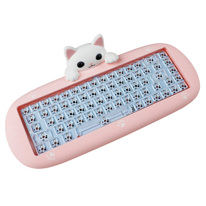 YMDK Meow68 keyboard Cat Custom Triple-Mode RGB Hot Swappable meow 68 Mechanical Keyboard Barebone（Support Macro Programmable Bluetooth＆Wired＆2.4G）