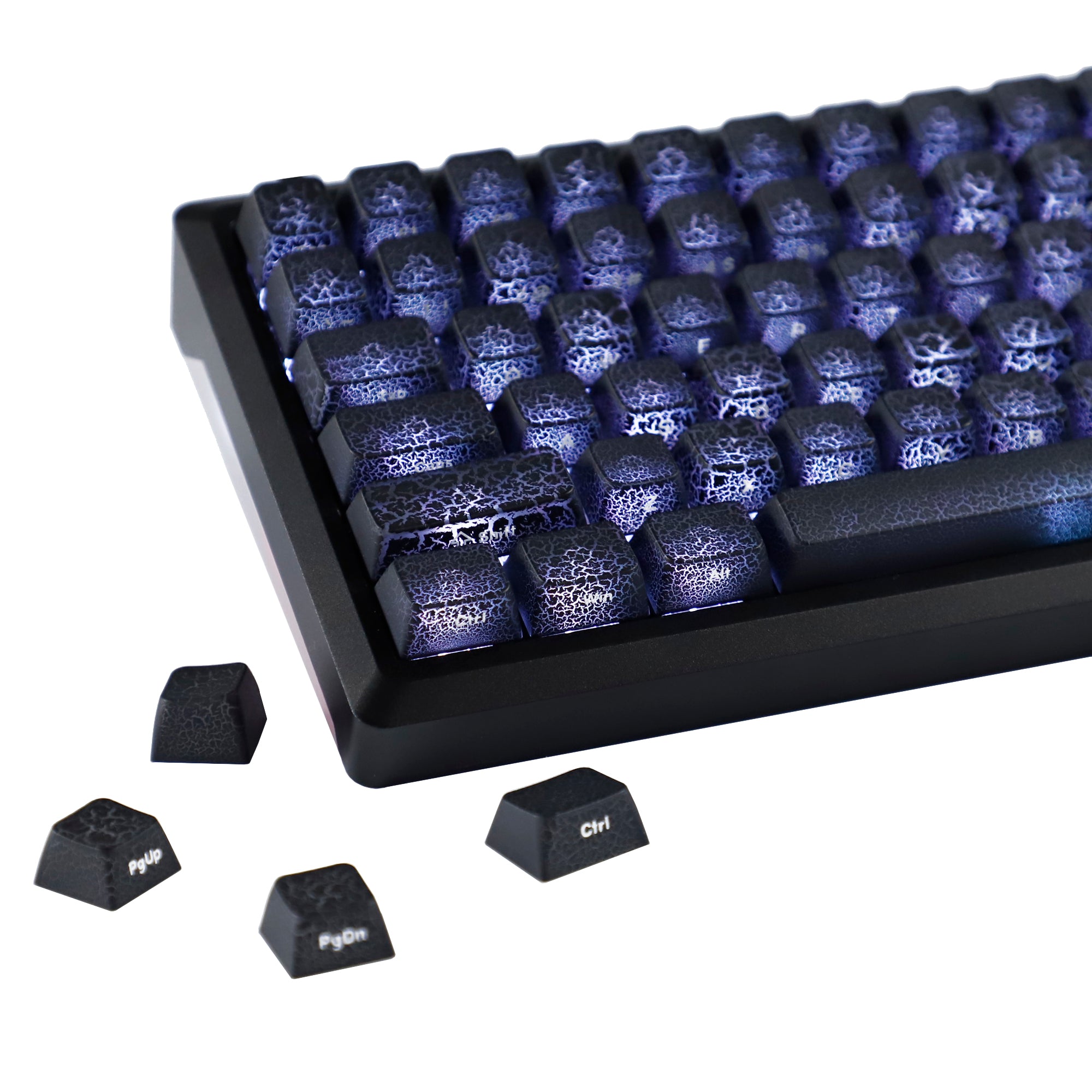 YMDK Ice Crack Shine Through Keycaps 123 Side Print PC MDA Profile Coo