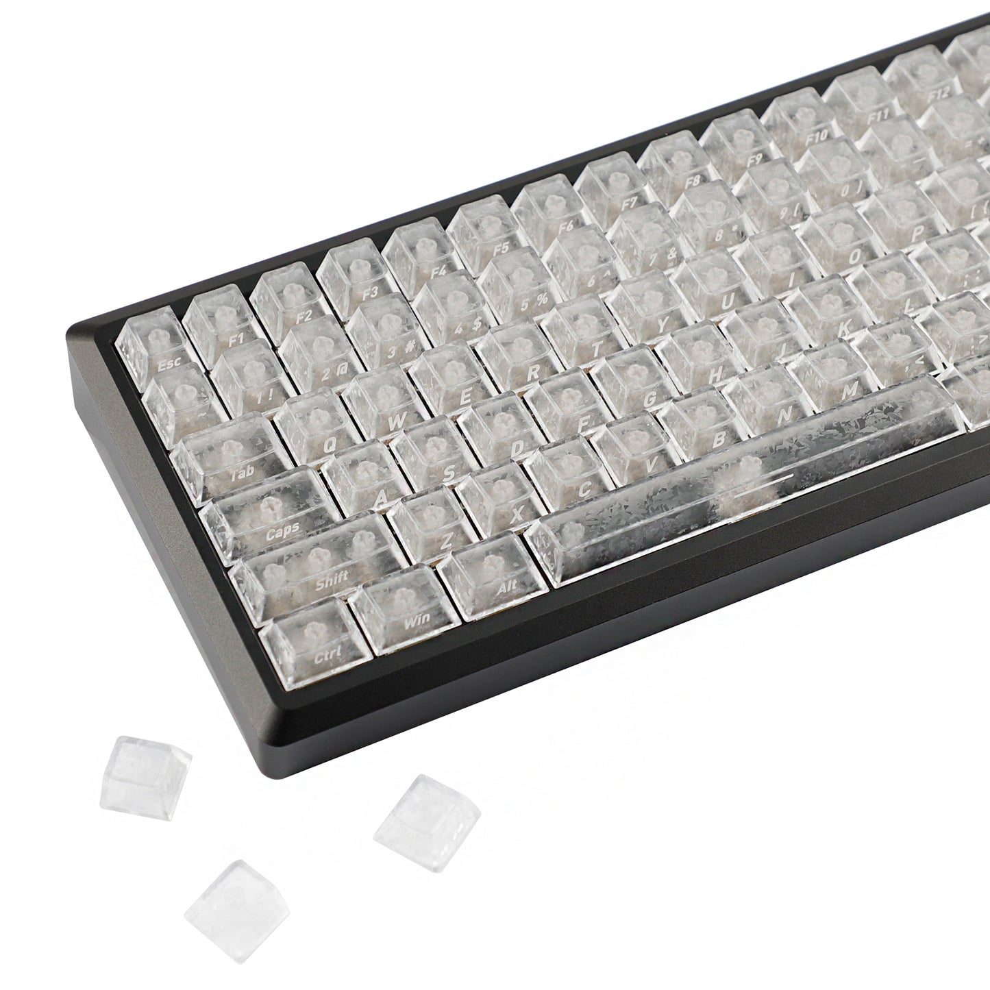 YMDK Carbon Fiber Texture 119 Key Side Printed Shine Through Keycaps for 61/64/68/84/87/96/108-Key MX Mechanical Keyboards