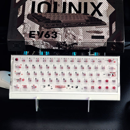 YMDK Red Miko Outfit Theme PC Frosted Translucent Cherry Profile Keycaps, Custom Keycap Set for 60/63/64/65/68/75/87/EZ63 MX Mechanical Keyboards
