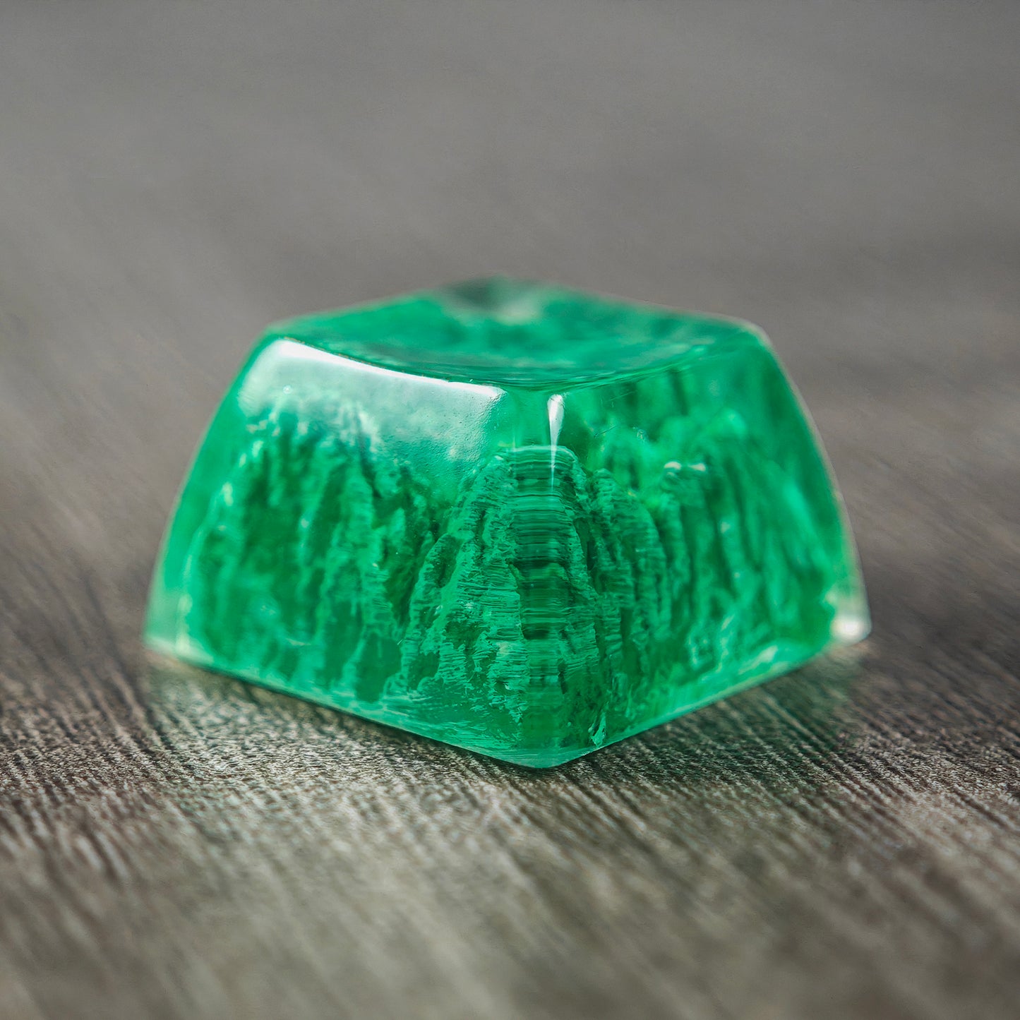 YMDK Novelty Artisan Keycap Resin Spring Scenery Gold Green Mountain Shine Through Similar SA Profile Keycaps For Cherry MX Mechanical Gaming Keyboard