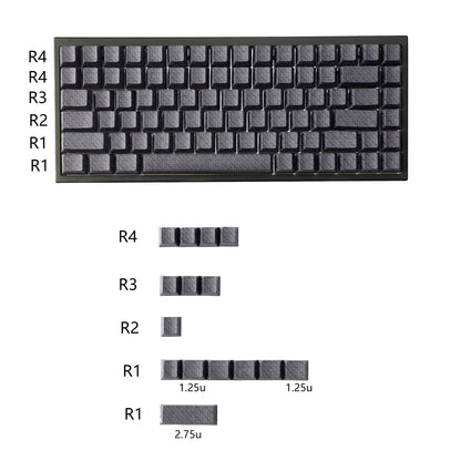YMDK 99 Key Carbon Fiber Texture Key Caps Black Sidelit PBT Cherry Profile Custom Keycap for 61/64/68/84/87 MX Mechanical Keyboards