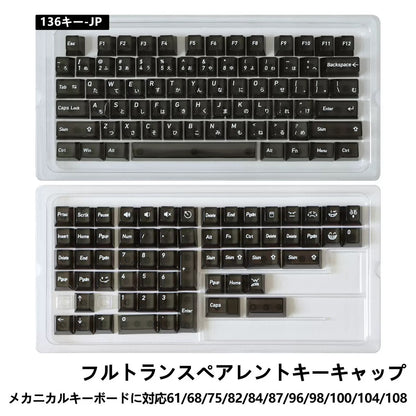 136 Keys English Korean Russian Japanese Shine Through PC Top Print Cherry Profile Color Keycaps for 61/68/84/104/108 MX Mechanical Keyboards