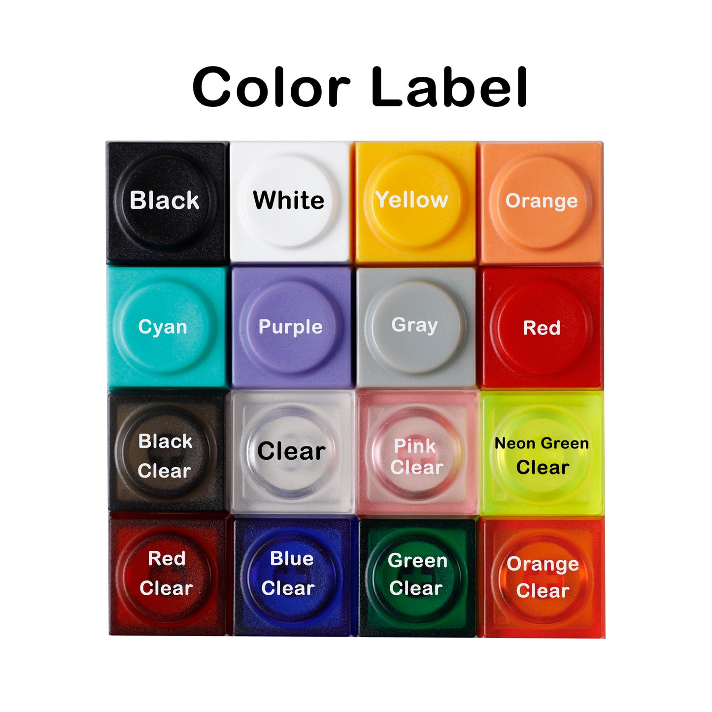 YMDK 16 Pcs Original Blocks Bricks Keycap Transparent Frosted Keyboard Cap PBT Low Profile Key Caps for Mx Mechanical Keyboard