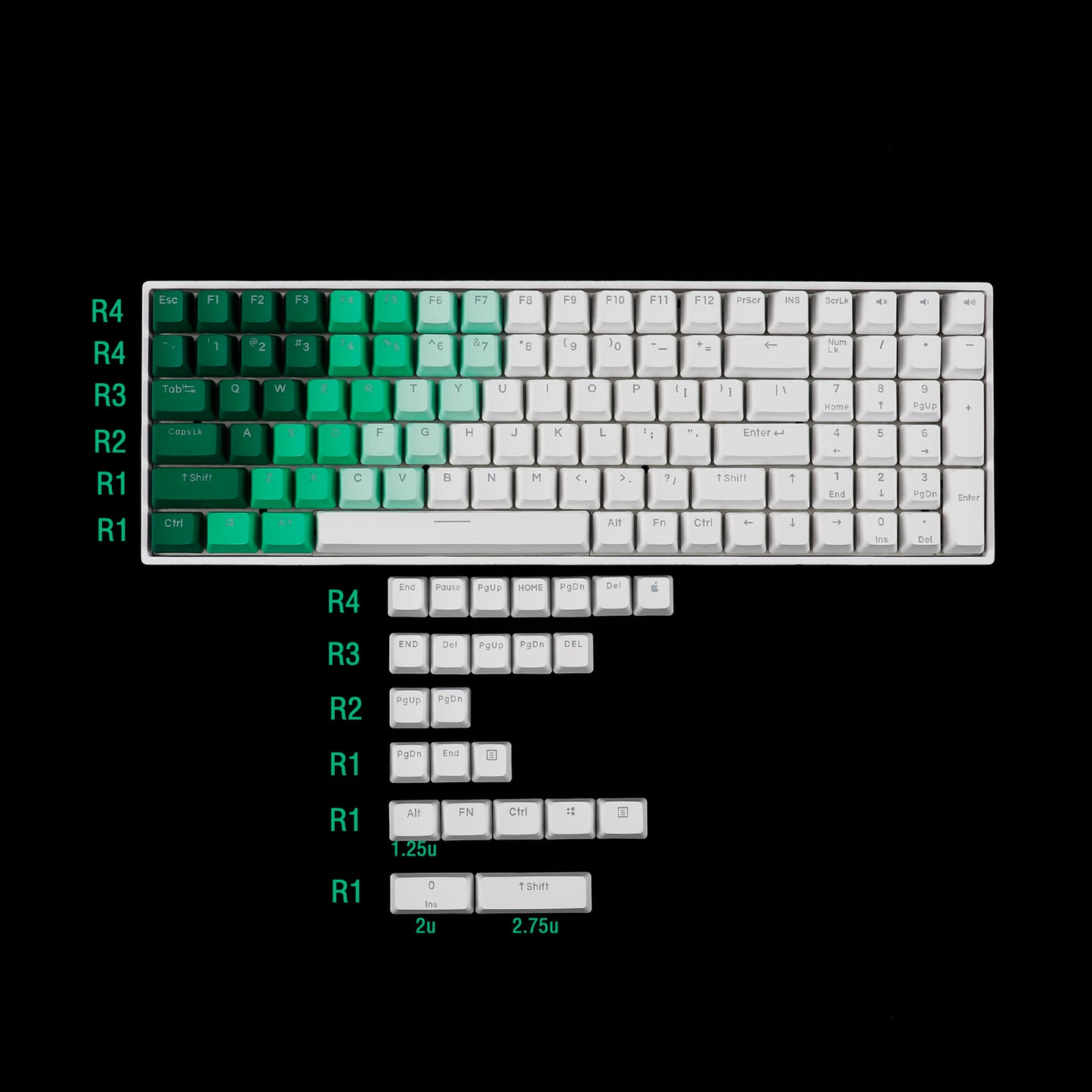 Wholesale Keycaps——YMDK OEM Profile 122 Top Backlit Keycap（20 pcs）