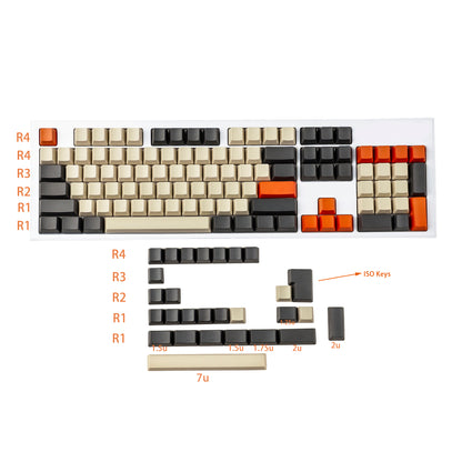 YMDK 132 keys Carbon Theme OEM ProfileThick PBT ANSI ISO Blank Keycaps