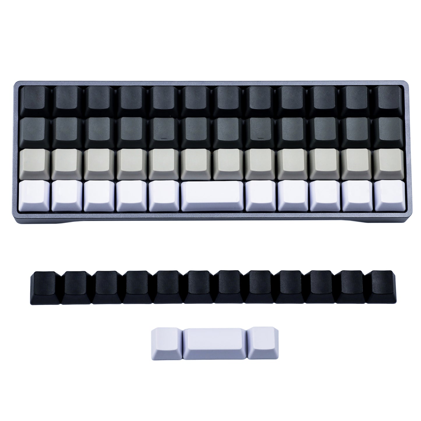 62 Laser-Etched Black Gray White Keycaps(Planck Niu40 Preonic 40% Using/OEM Profile 1.5mm Thickness PBT)