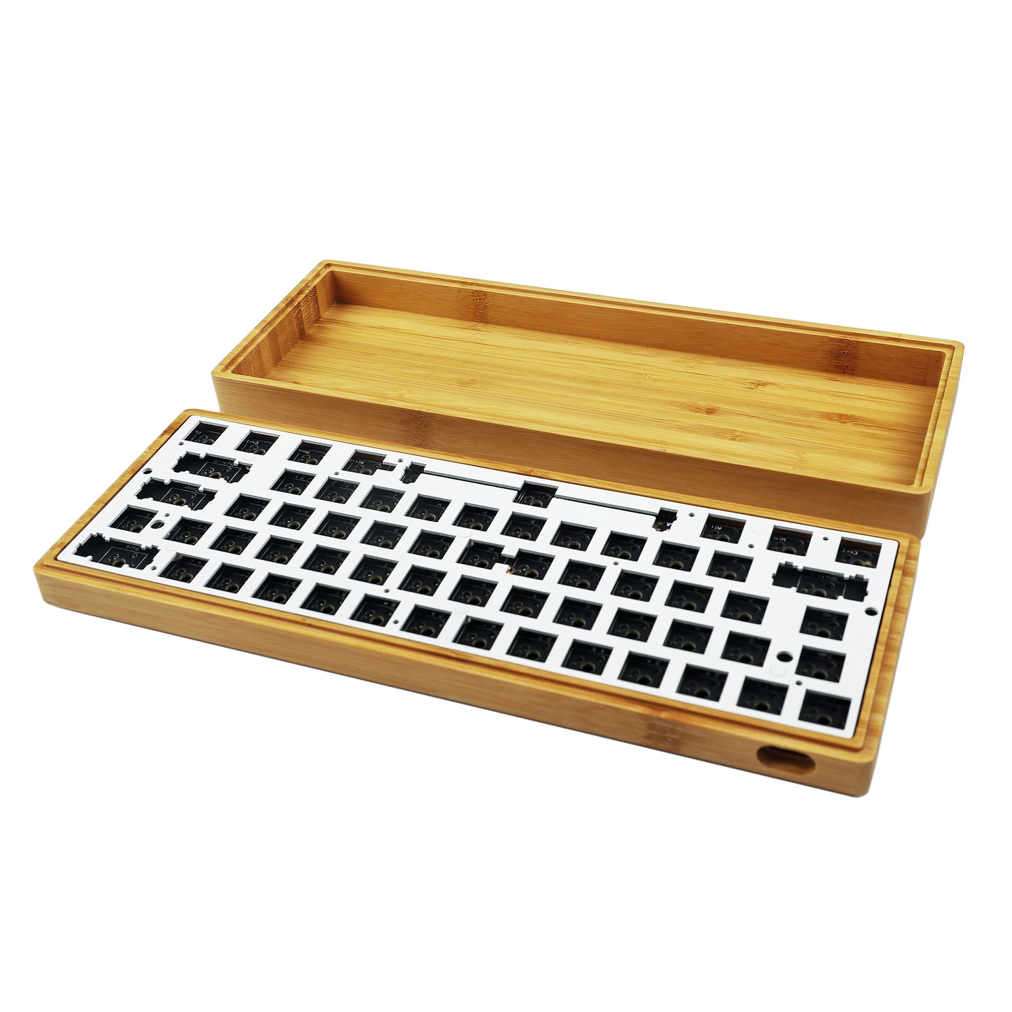 GK61 GK64 Splitted Bamboo Wood Case Kit(RGB Hotswap PCB/Bluetooth Or Wired Programmable)