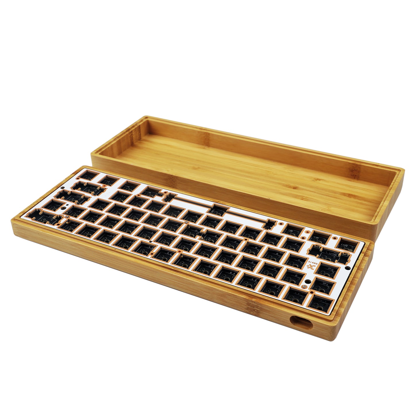 GK61 GK64 Splitted Bamboo Wood Case Kit(RGB Hotswap PCB/Bluetooth Or Wired Programmable)