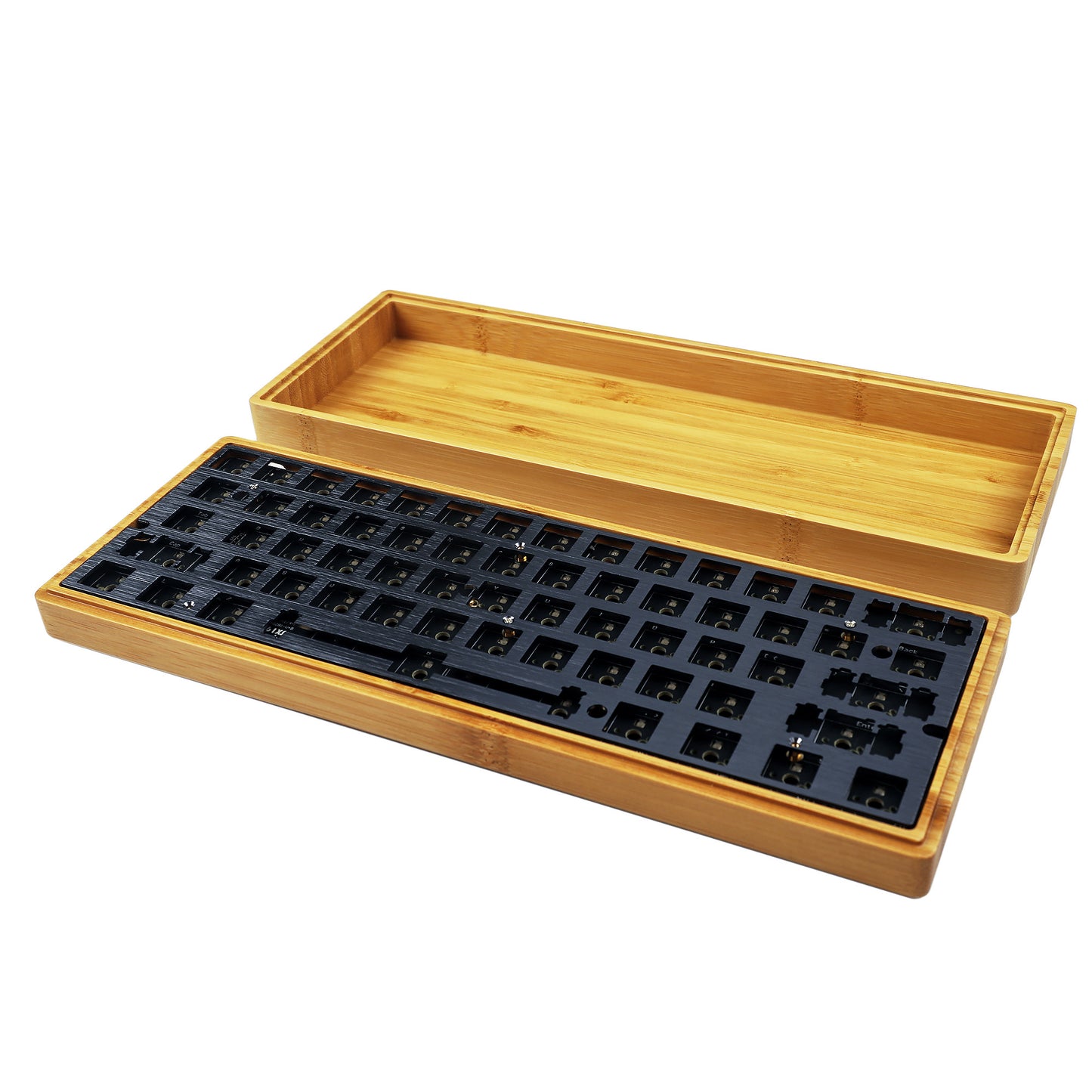 GK61 GK64 Splitted Bamboo Wood Case Kit(RGB Hotswap PCB/Bluetooth Or Wired Programmable)