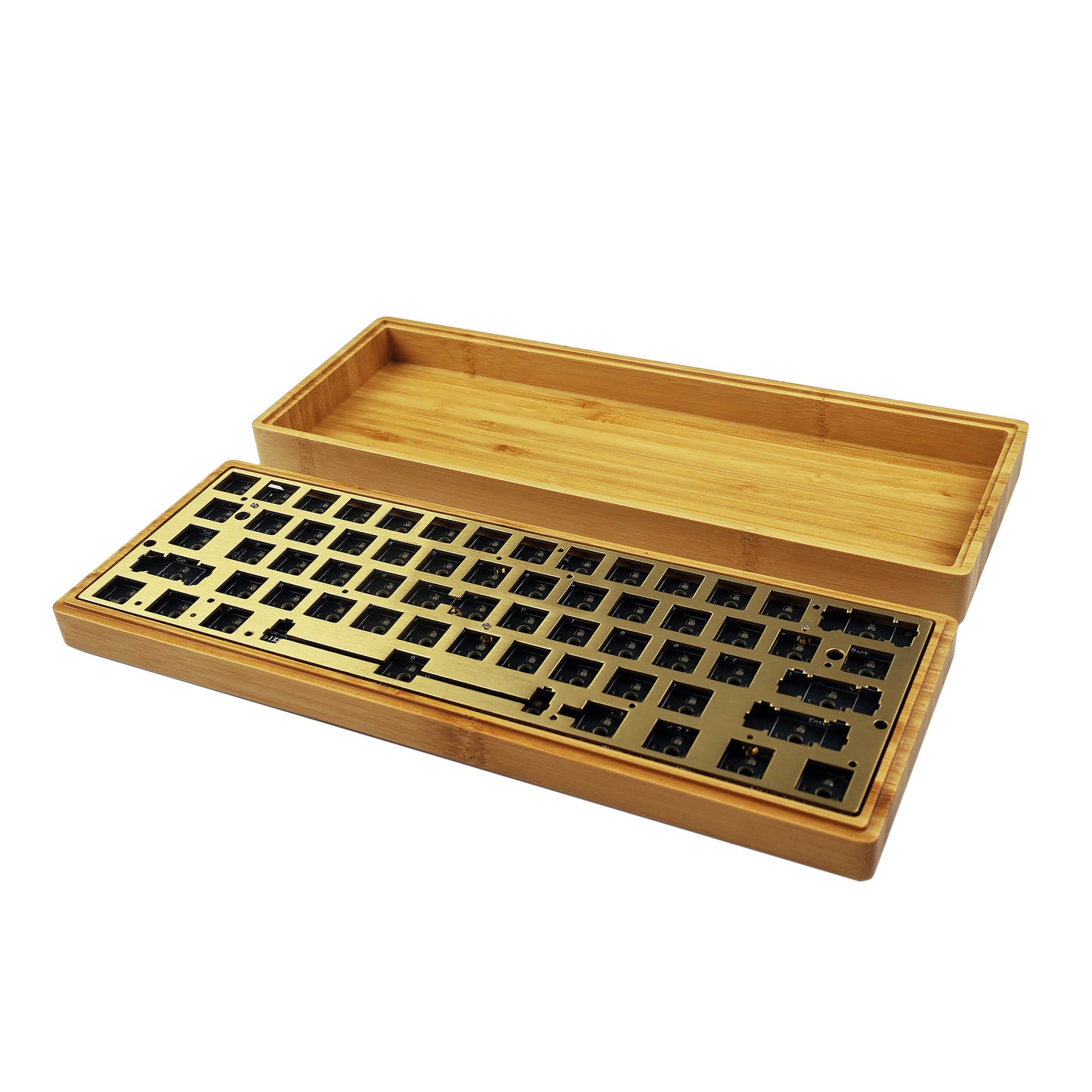 GK61 GK64 Splitted Bamboo Wood Case Kit(RGB Hotswap PCB/Bluetooth Or Wired Programmable)