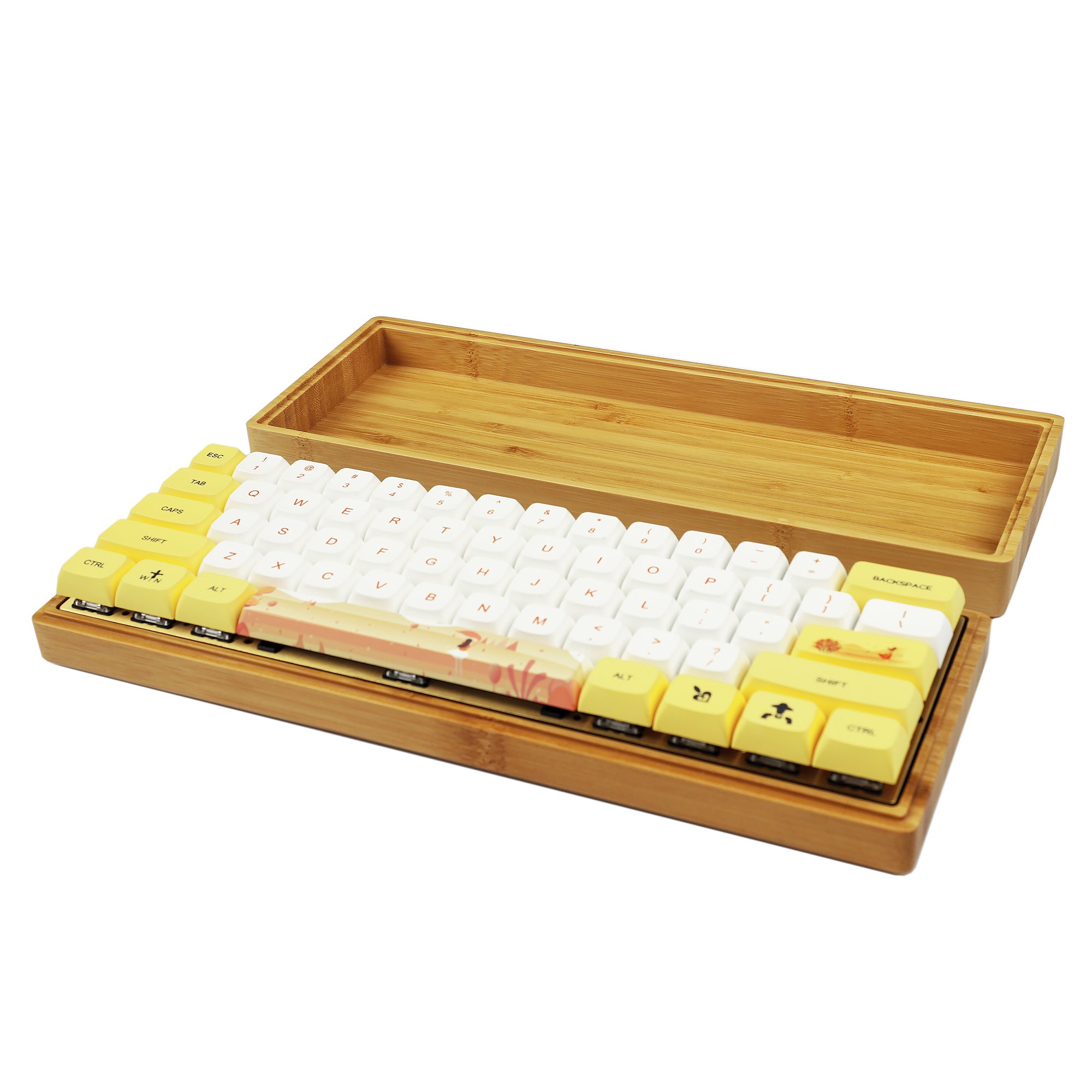 GK61 GK64 Splitted Bamboo Wood Case Kit(RGB Hotswap PCB/Bluetooth Or W –  YMDK