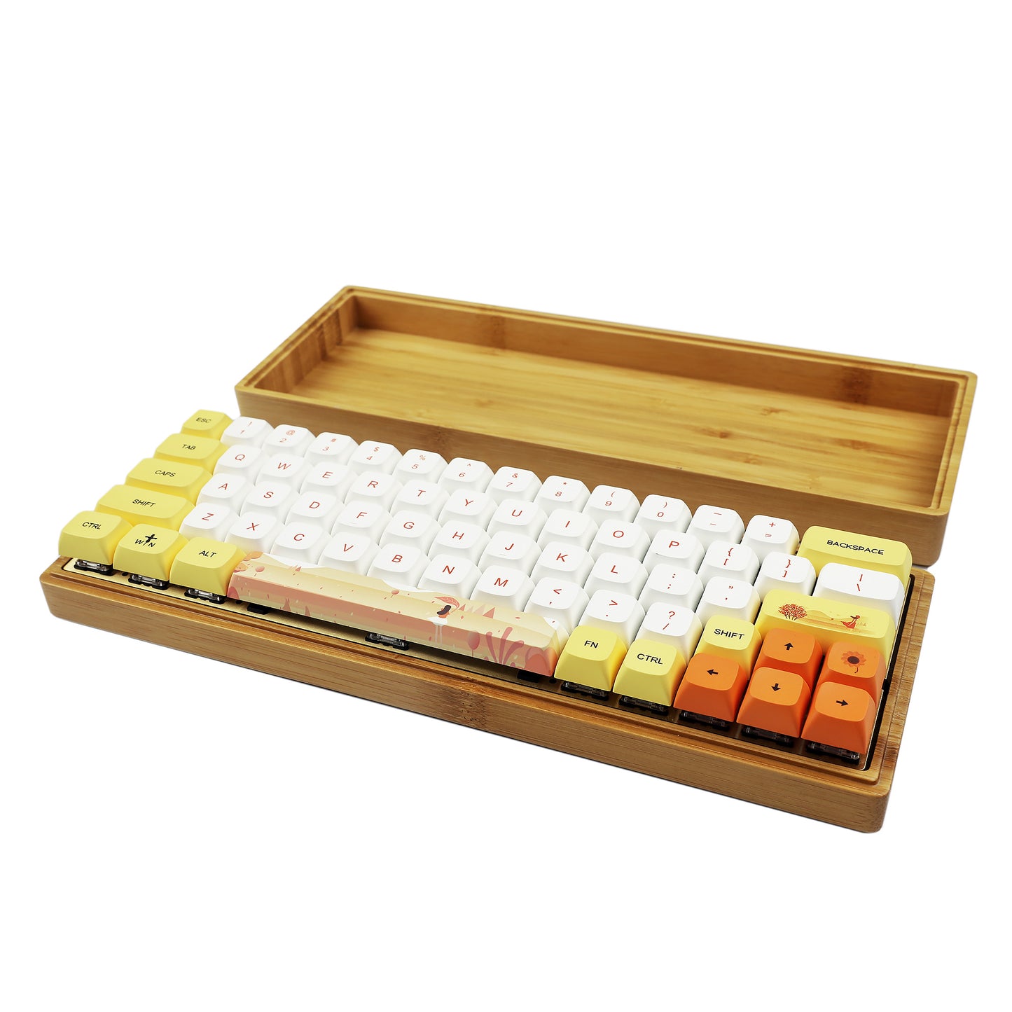 GK61 GK64 Splitted Bamboo Wood Case Kit(RGB Hotswap PCB/Bluetooth Or Wired Programmable)