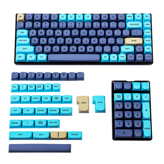 142 Blue Cat Keycaps(Dye Sub MA Profile PBT 1.4 mm Thickness/ANSI ISO 104 TKL  61 KBD75 Kira96 YMD-96 Using)