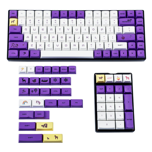 133 Horse Purple White Keycaps(Dye Sub ZDA Profile PBT 1.55mm/104 87 61 Melody 96 KBD75 ID80 GK64 Using)