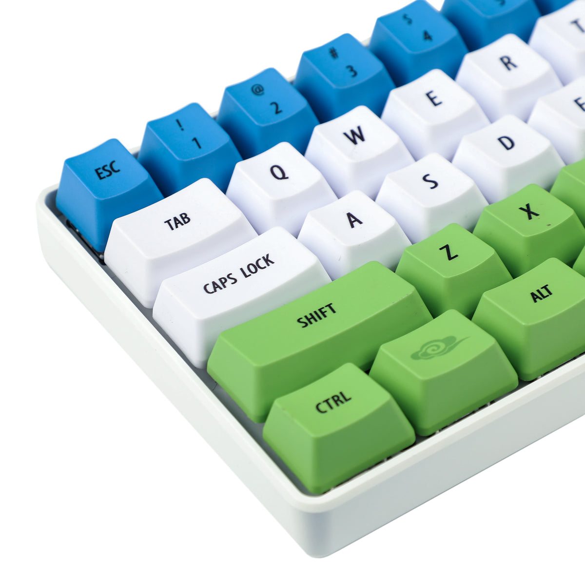 132 Custom Pan Gu Green Blue White Keycaps(Dye Sub OEM Profile/104 87 61 96 75 GK64 68 Using)