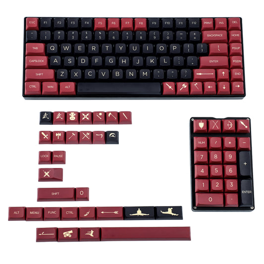 135 Red Samurai Keycaps(Dye Sub ZDA Profile/104 87 GK61 96 84 GK64 68 Using)