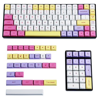 136 Ice Cream Keycaps(English Or Japanese Dye Sub ZDA Profile PBT 1.55mm/104 87 61 Melody 96 KBD75 ID80 GK64 68 Using)