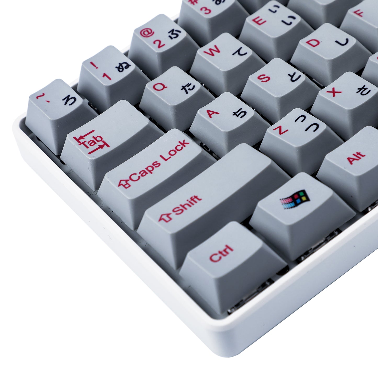 104 Japanese Gray Red Keycaps(Cherry Profile ANSI Dye-Subbed/1.5mm Thickness PBT)